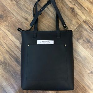 Portland Leather Goods black crossbody tote